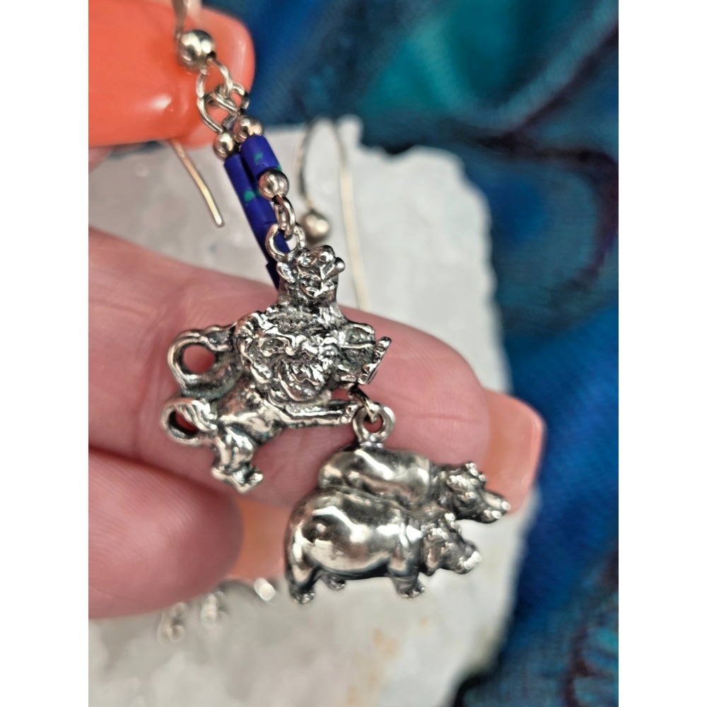 RARE Dakota West Schube Sterling Silver Animal Pairs Noah's Ark Earrings 925 1.5 - Picture 8 of 13